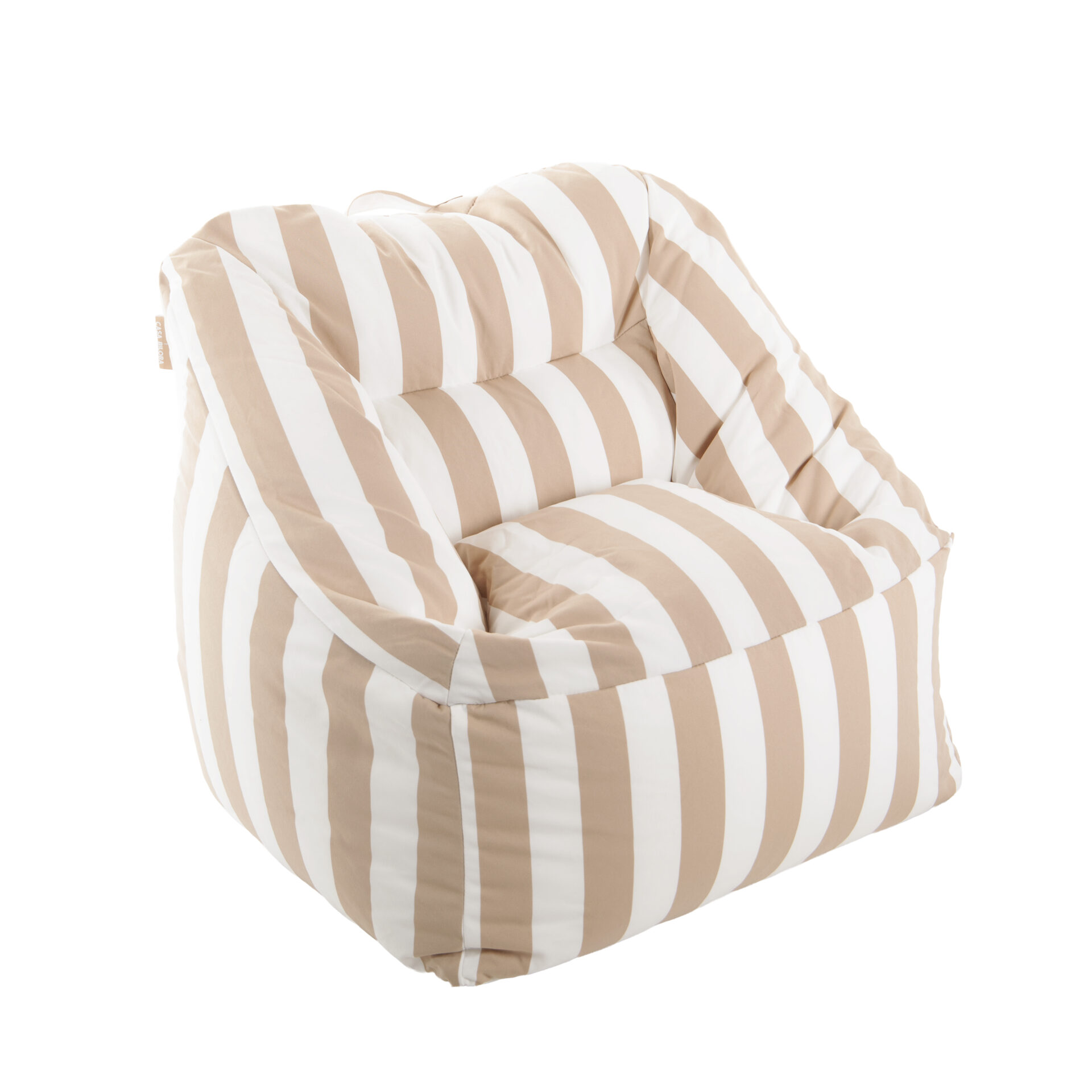 Pouf fauteuil extérieur Bari rayures Sable-Blanc