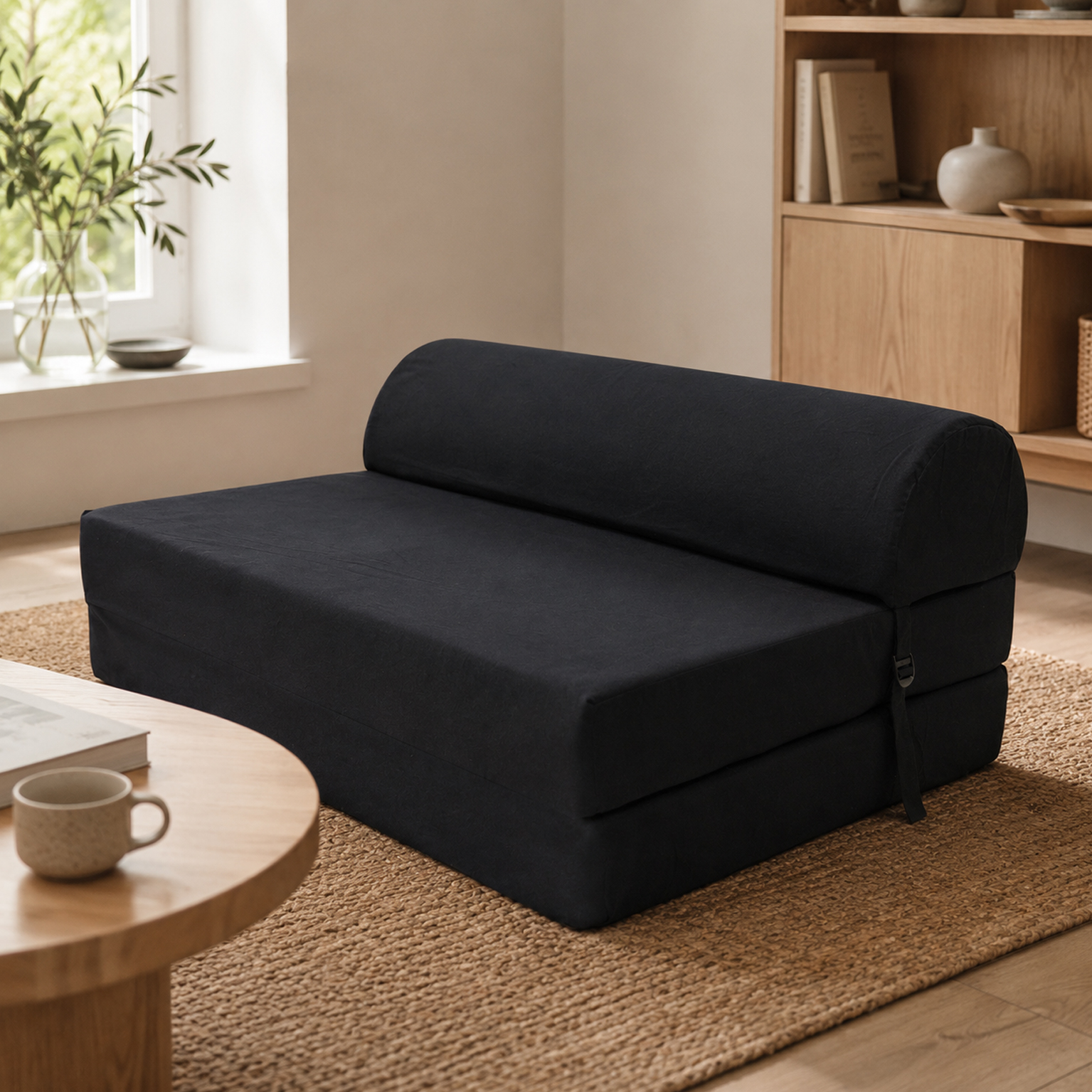 Chauffeuse 2 places Coton Yuzu Noir