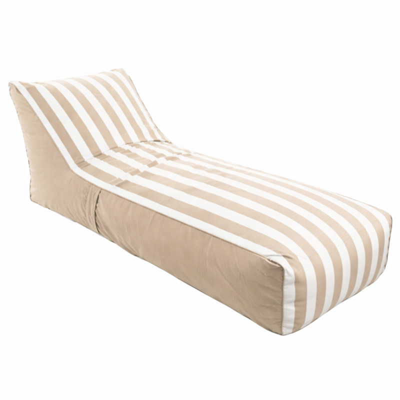 Pouf méridienne extérieure Romane assise Rayée Sable-Blanc