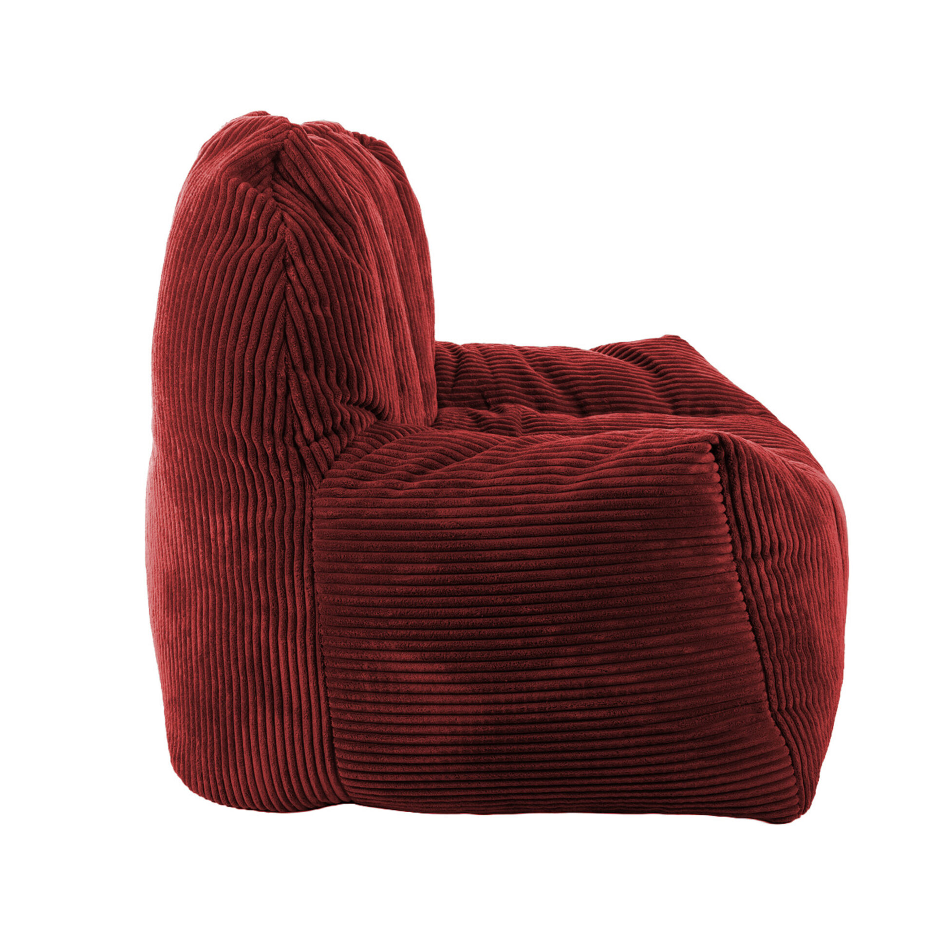 Fauteuil Pouf Juliette Velours Côtelé Rouge