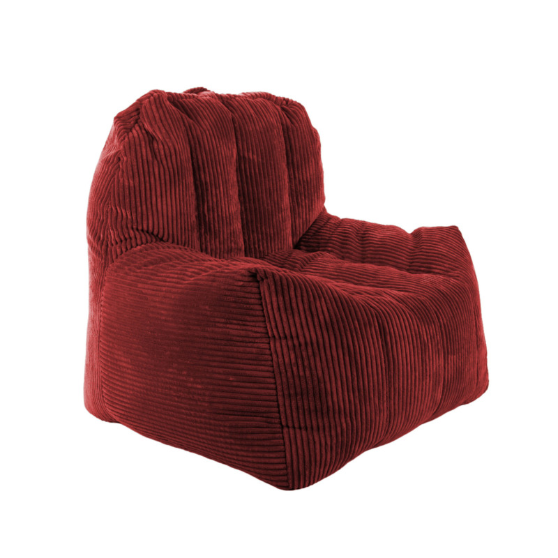 Fauteuil Pouf Juliette Velours Côtelé Rouge