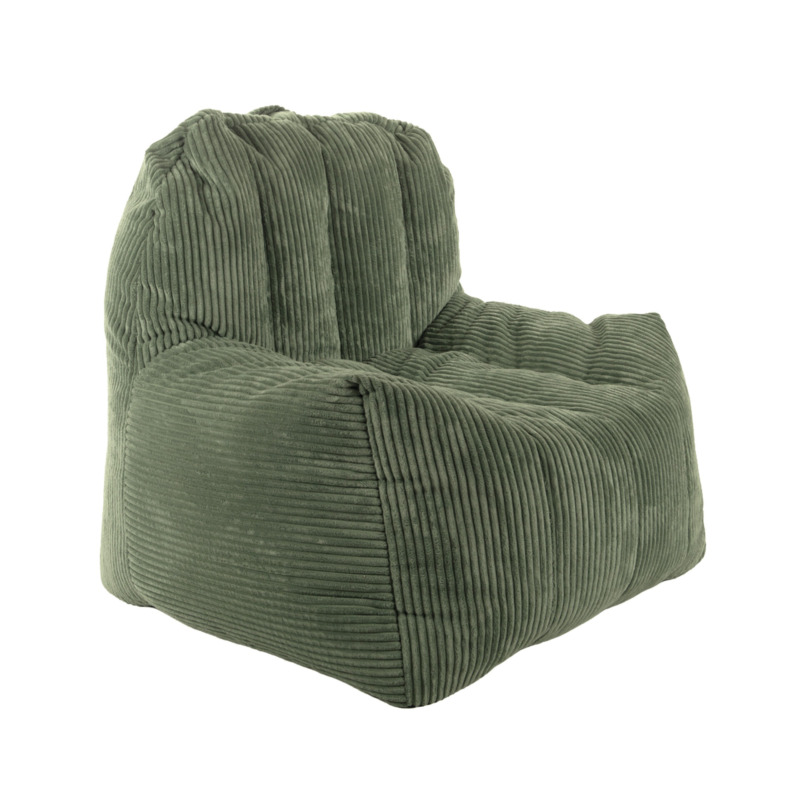 Fauteuil Pouf Juliette Velours Côtelé Kaki