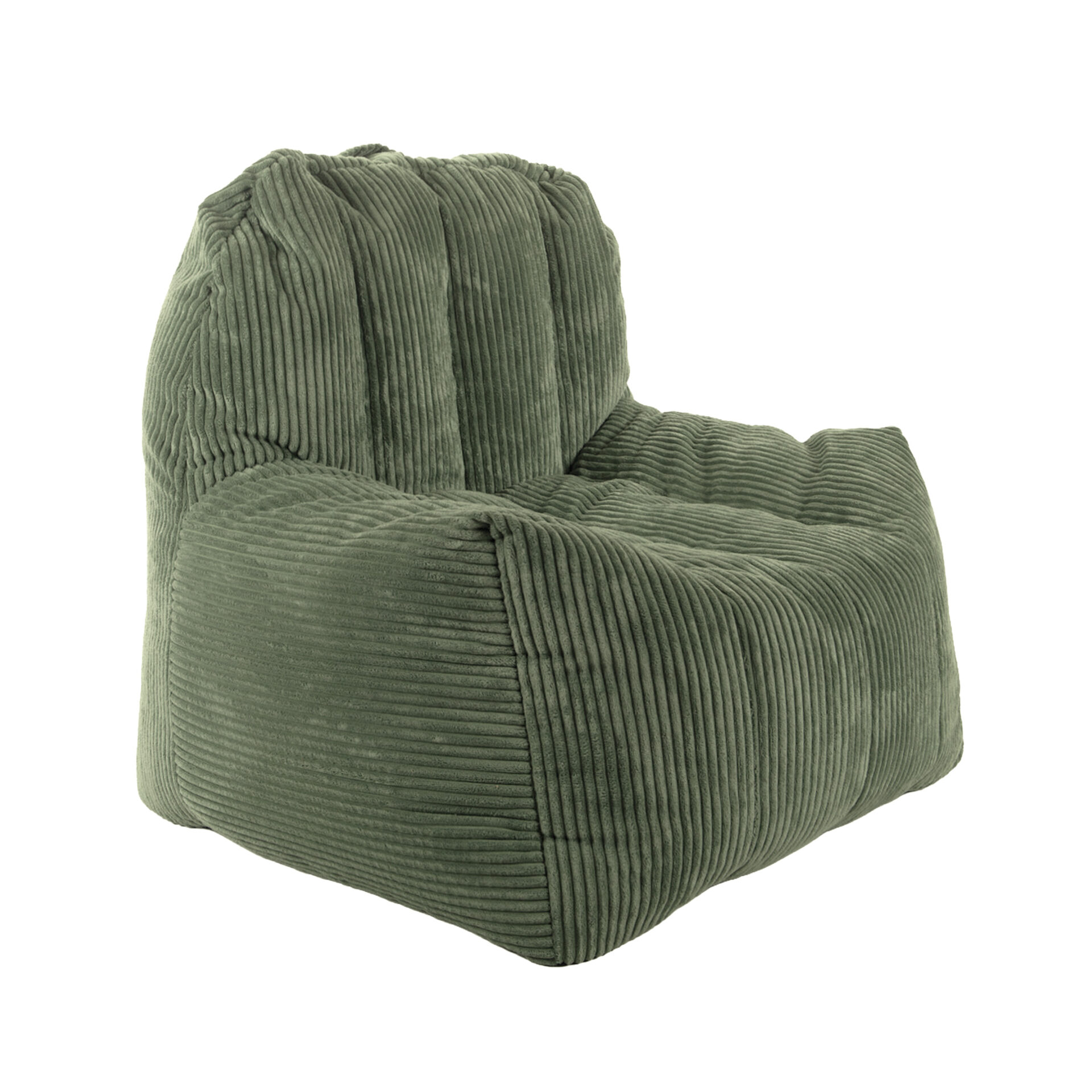 Fauteuil Pouf Juliette Velours Côtelé Kaki