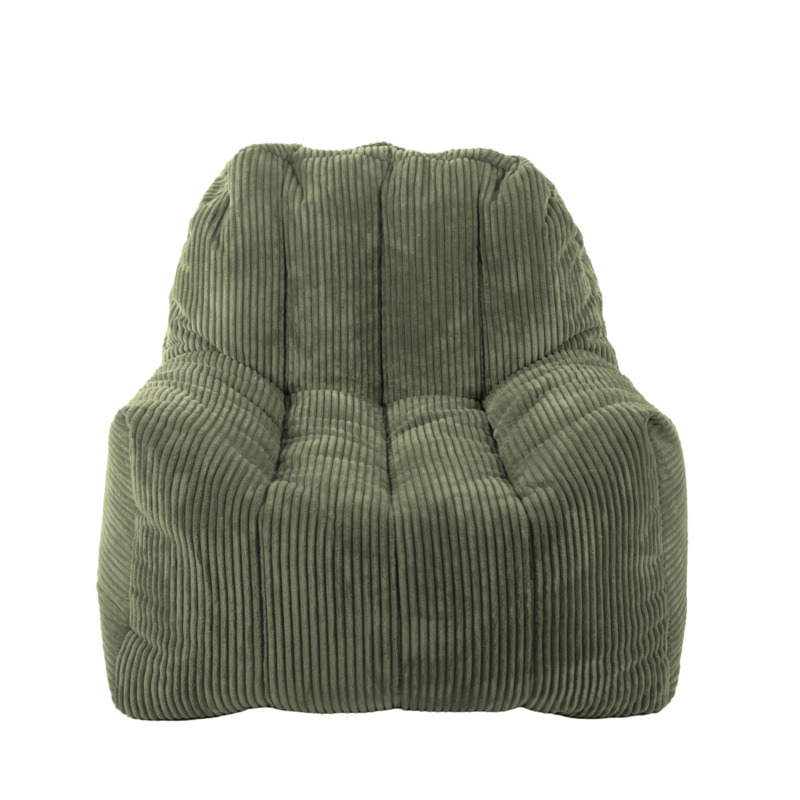 Fauteuil Pouf Juliette Velours Côtelé Kaki