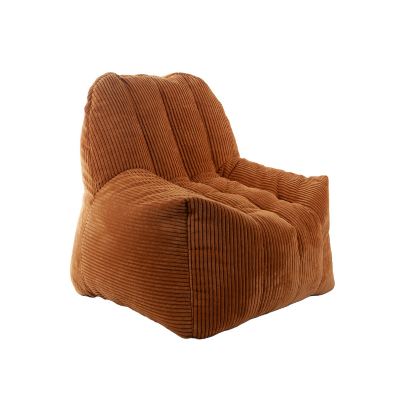 Fauteuil Pouf Juliette Velours Côtelé Camel