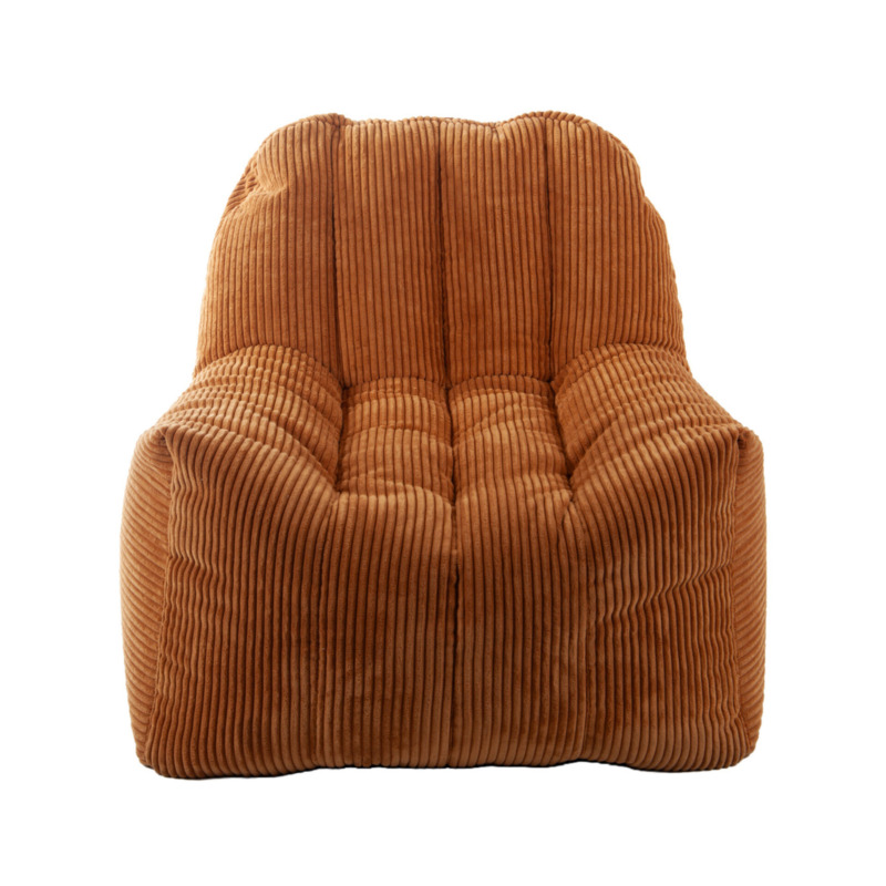 Fauteuil Pouf Juliette Velours Côtelé Camel