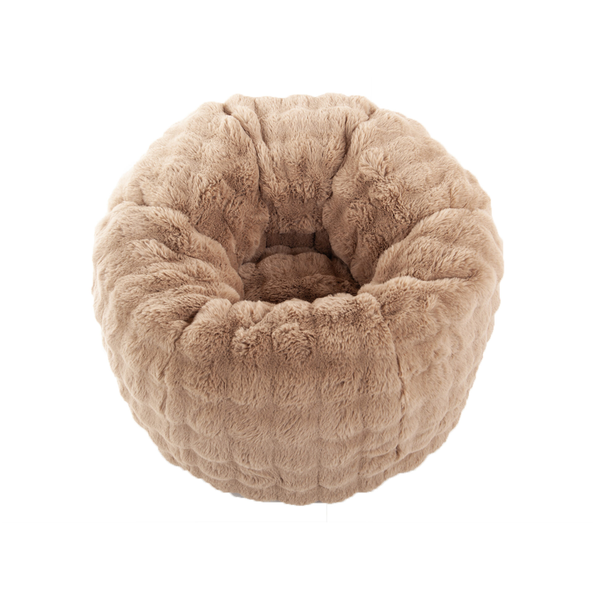 Fauteuil Pouf Nina Fausse Fourrure Effet Biscuit Camel