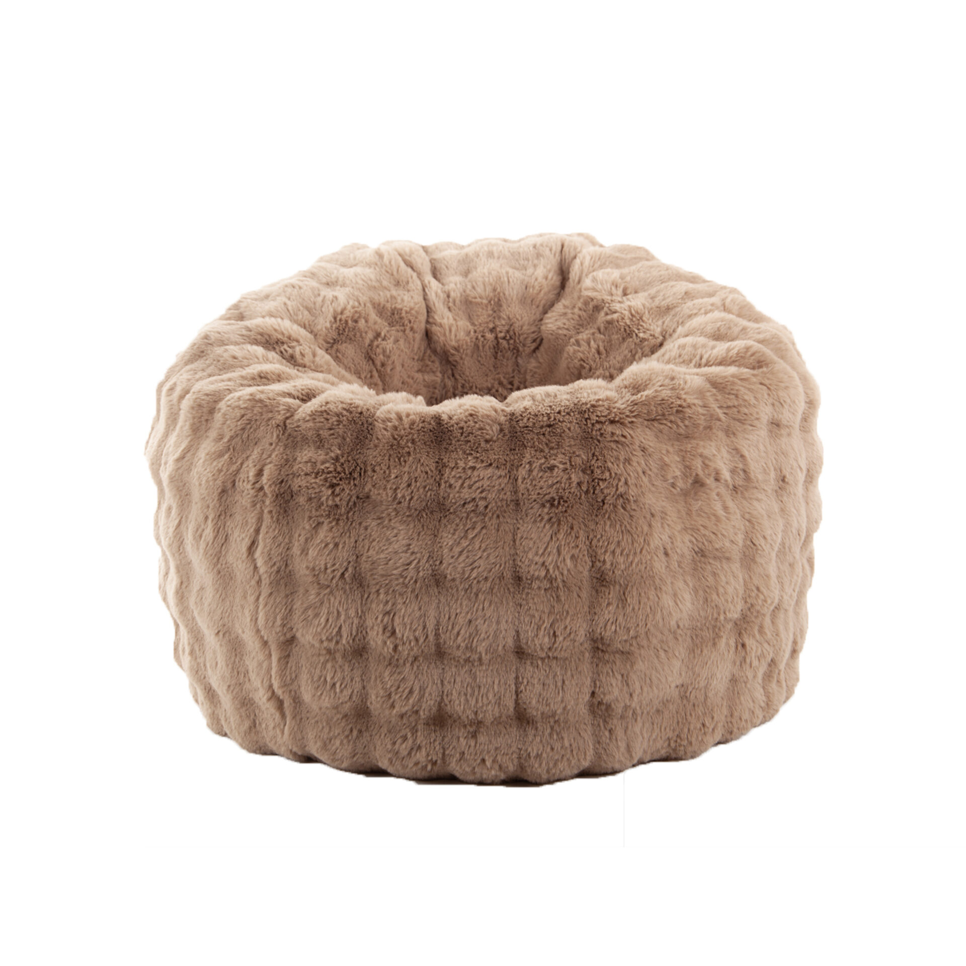 Fauteuil Pouf Nina Fausse Fourrure Effet Biscuit Camel