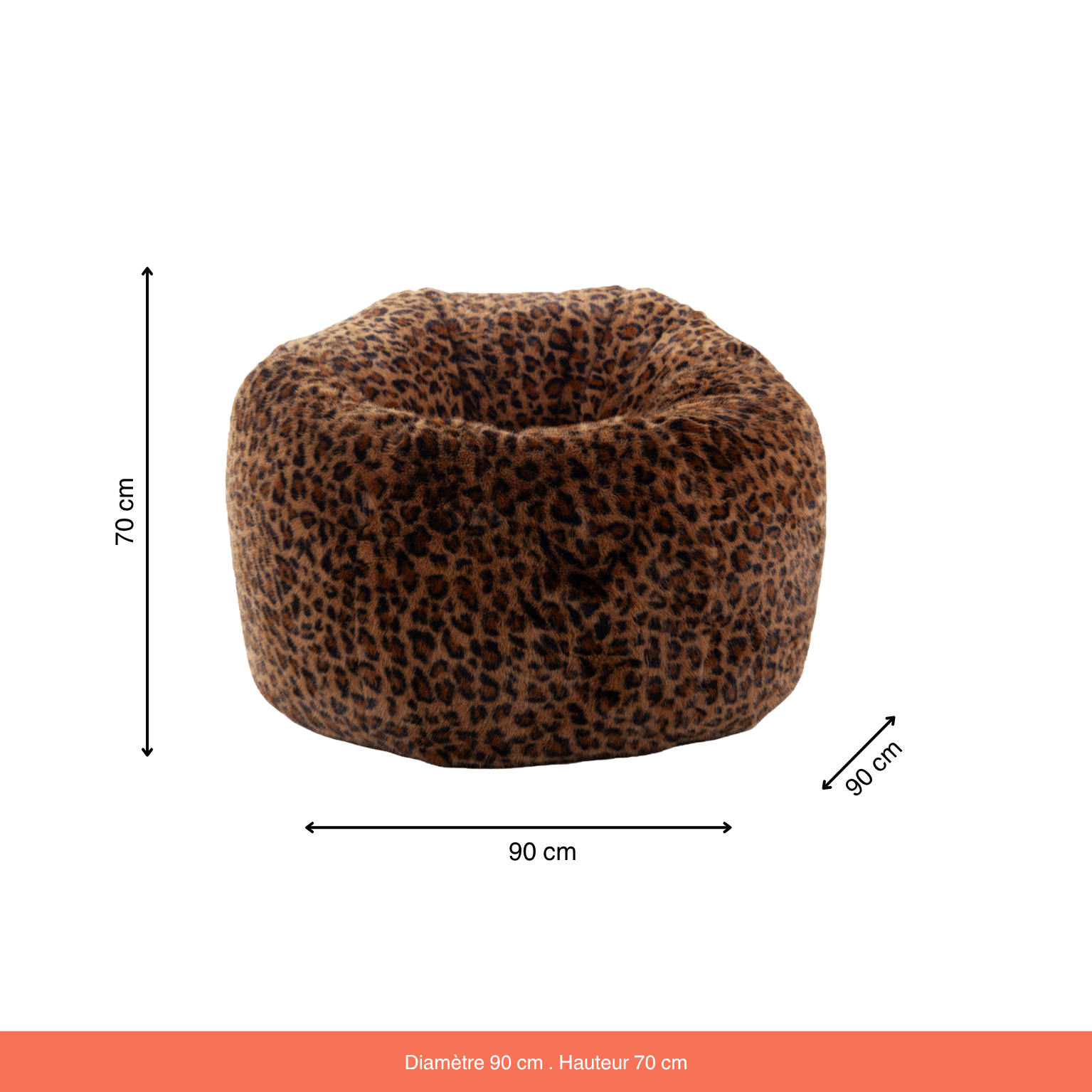 Fauteuil Pouf Nina Fausse Fourrure Léopard