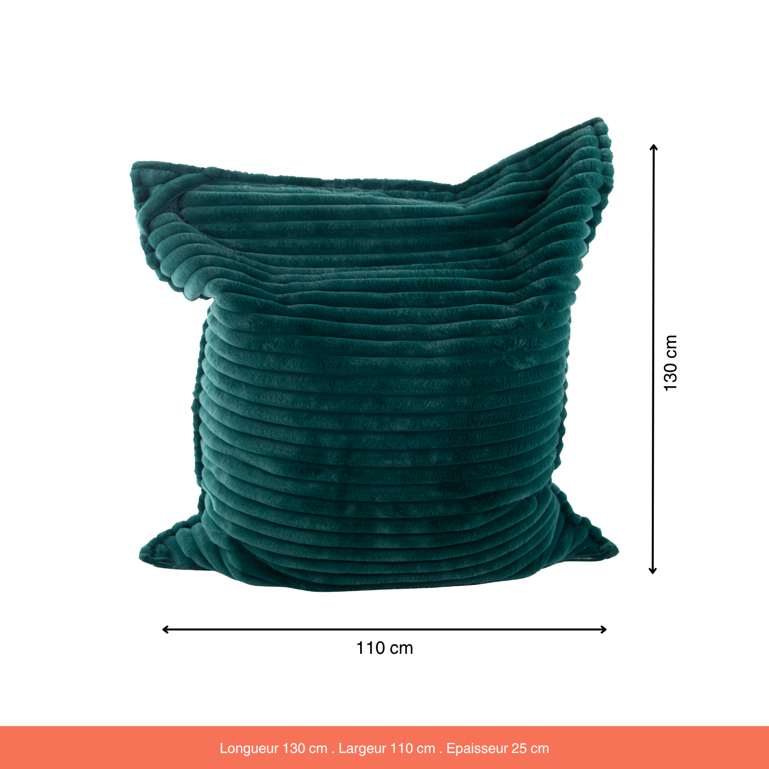 Maxi Coussin Fausse Fourrure Grosses Côtes Vert Fôret