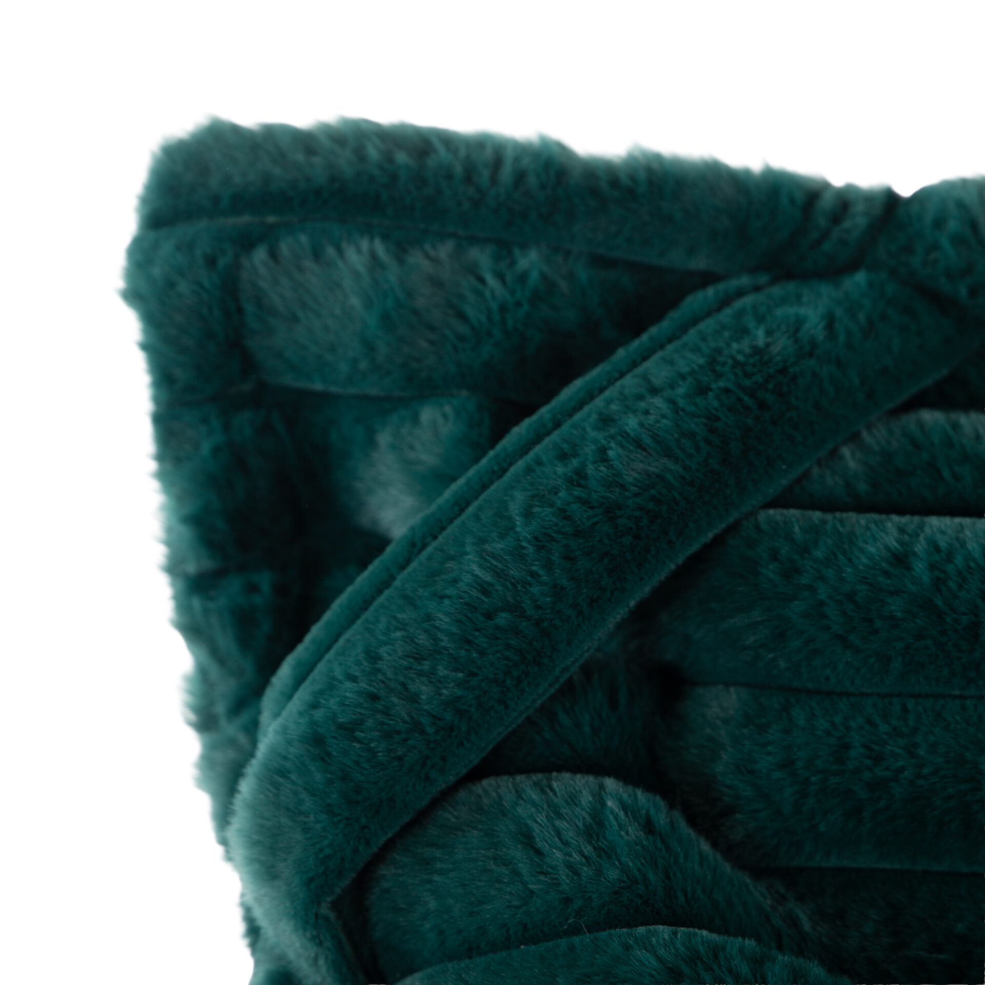 Maxi Coussin Fausse Fourrure Grosses Côtes Vert Fôret