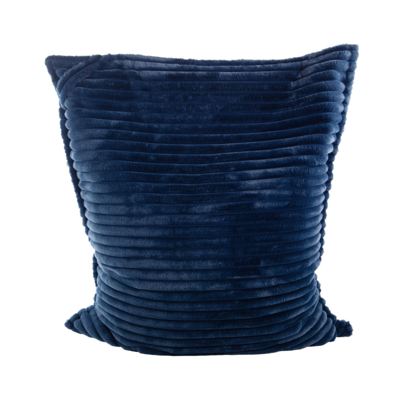 Maxi Coussin Fausse Fourrure Grosses Côtes Bleu Nuit
