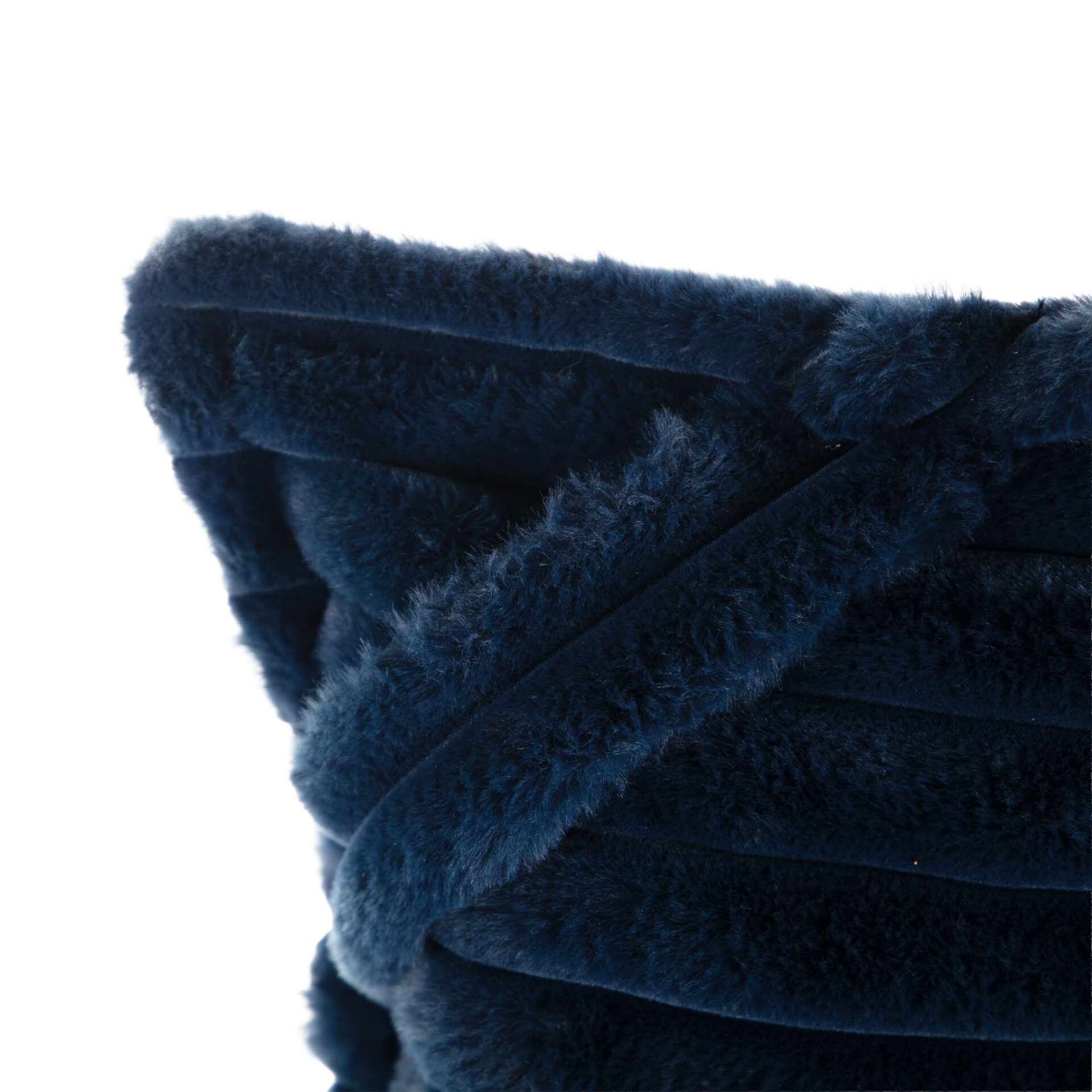 Maxi Coussin Fausse Fourrure Grosses Côtes Bleu Nuit
